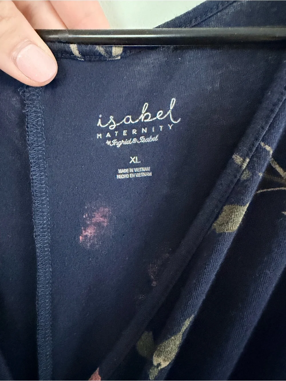 Isabel Maternity by Ingrid & Isabel Navy Maxi Dress with Pink Floral Print - Picture 4 of 14